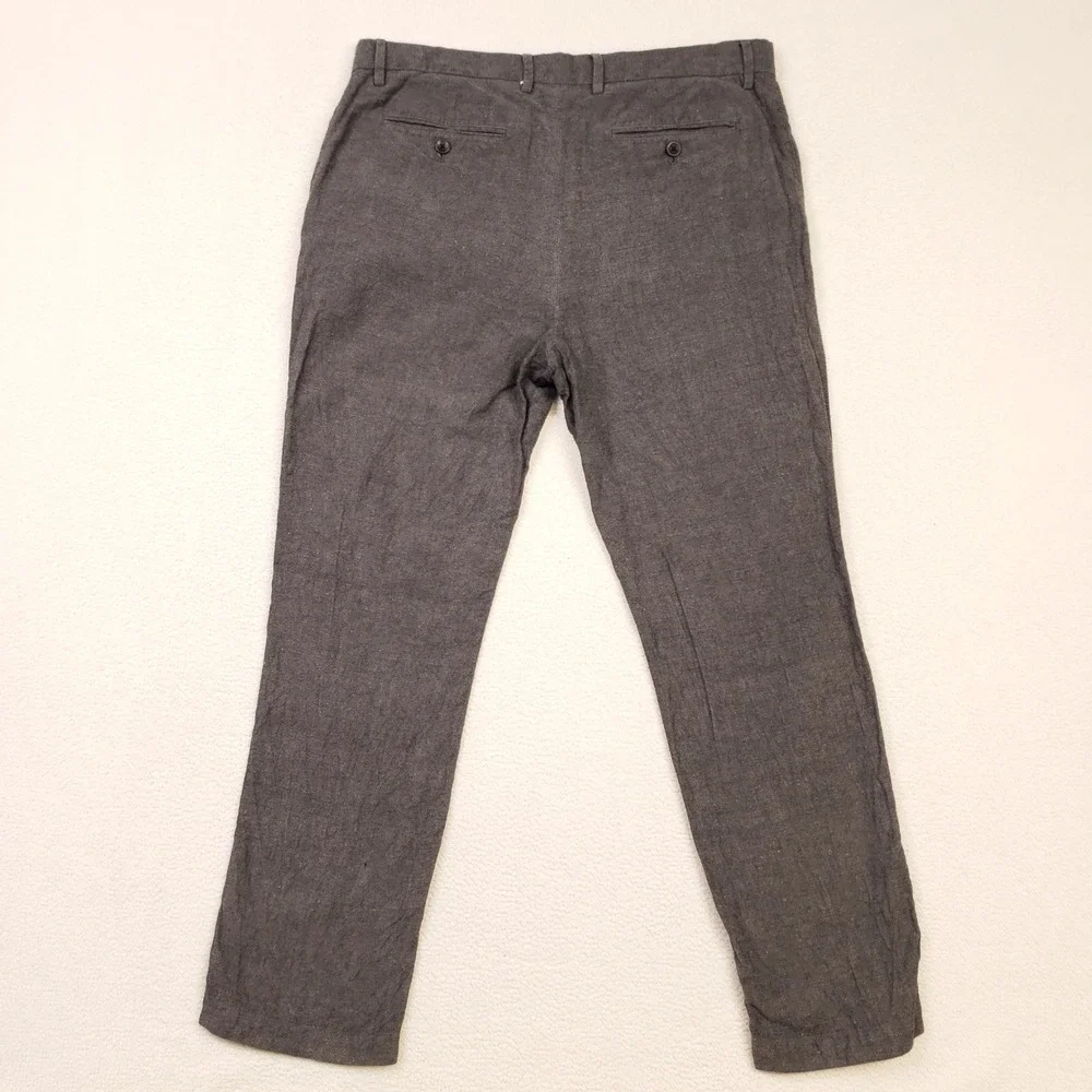 Banana Republic Kentfield Pant Mens 34x30 Gray Linen Cotton Blend Lightweight